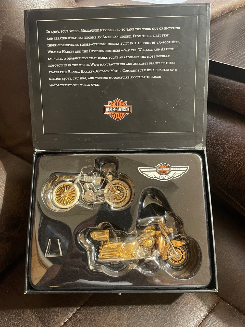 Harley-Davidson Gold & Silver Miniature Motorcycle Gift Set